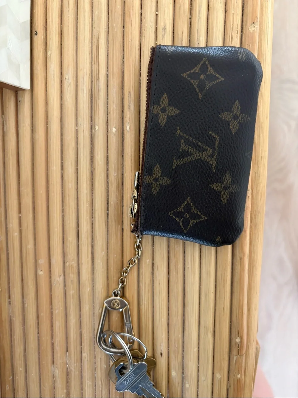 Louis Vuitton Brown Monogram Key Pouch with Gold-Tone Hardware